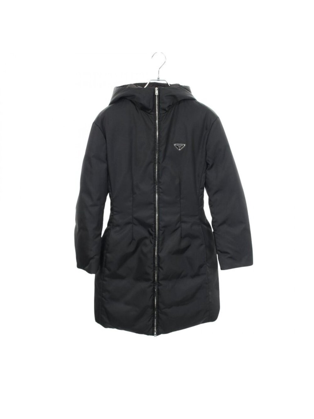Prada Down Jacket Re-Nylon Triangle Logo Hooded Nylon Coat